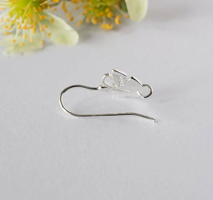 Solid 925 Sterling Silver Butterfly French Hook Earwire, Hypoallergenic Ear Wires, Nickel Free Components Wholesale Jewelry Findings Earring