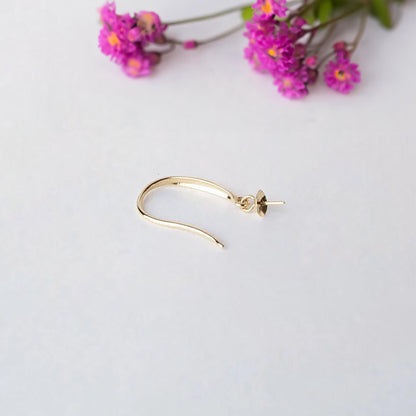 18K Gold Dangle Earring Hooks, Yellow Karat Solid Ear Wires, French Pearl Fishhook Jewelry, Bead Caps Connector Findings, Eyepin Making