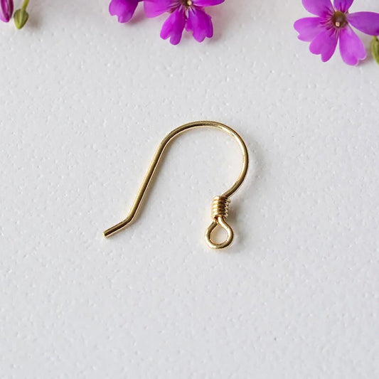 18K Gold 0.7mm Earring Hooks in Solid Rose and Yellow Gold, 1 pair