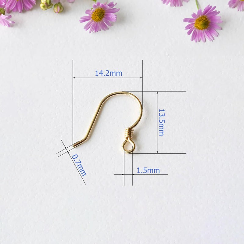 18K Gold 0.7mm Earring Hooks in Solid Rose and Yellow Gold, 1 pair