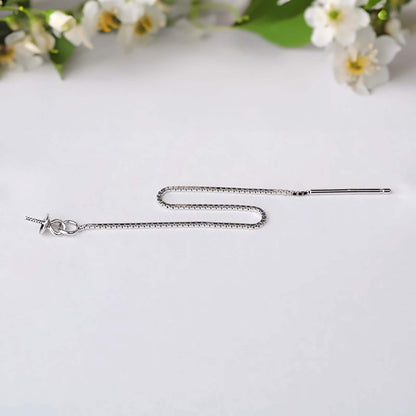 925 Sterling Silver Ear Thread, Box Chain Earring, DIY Pearl Pendant Connector, Hypoallergenic Beads Clasp, Long Cable Jewelry Supplies