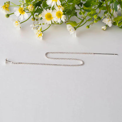 Solid 925 Sterling Silver Ear Thread with Headpin, Box Chain Earwire, DIY Pearl Earring Findings, Hypoallergenic Jewelry Making Supplies