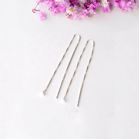 Solid 925 Sterling Silver Ear Thread with Headpin, Box Chain Earwire, DIY Pearl Earring Findings, Hypoallergenic Jewelry Making Supplies