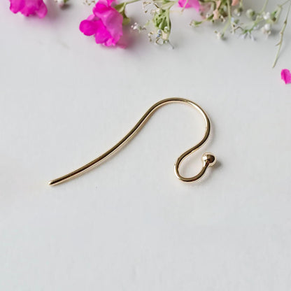 18K Gold DIY Earring Hooks with 2mm Ball End, AU750 Rose White Pearl Ear Wire, Hypoallergenic Jewelry Connectors Parts, DIY Making Supplies