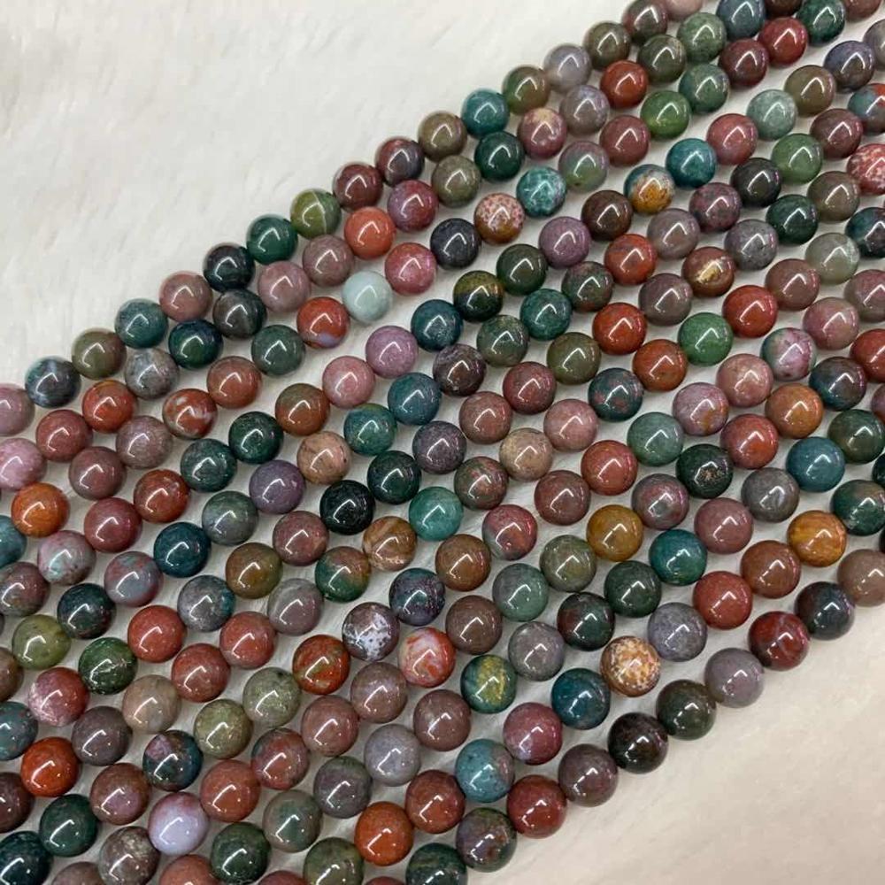 Véritables perles de pierre de sang héliotrope, 4-12 mm, brin de 15,5''
