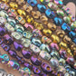 Multicolor Hematite Carved Skull Beads, 8x10mm