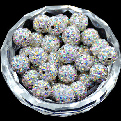 20pcs Crystal Rhinestone Disco Ball Clay Beads, 6-12mm