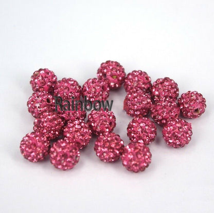 20pcs Crystal Rhinestone Disco Ball Clay Beads, 6-12mm