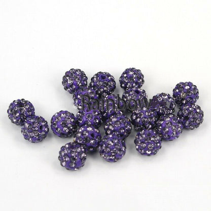 20pcs Crystal Rhinestone Disco Ball Clay Beads, 6-12mm