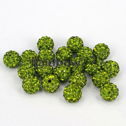 20pcs Crystal Rhinestone Disco Ball Clay Beads, 6-12mm