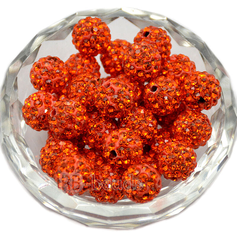 20pcs Crystal Rhinestone Disco Ball Clay Beads, 6-12mm