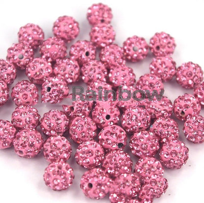 20pcs Crystal Rhinestone Disco Ball Clay Beads, 6-12mm