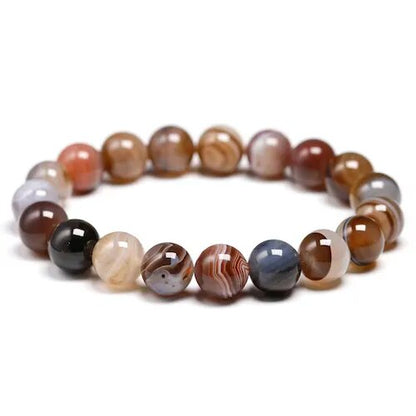 Botswana Agate Gemstone Stretch Bracelet, 4mm