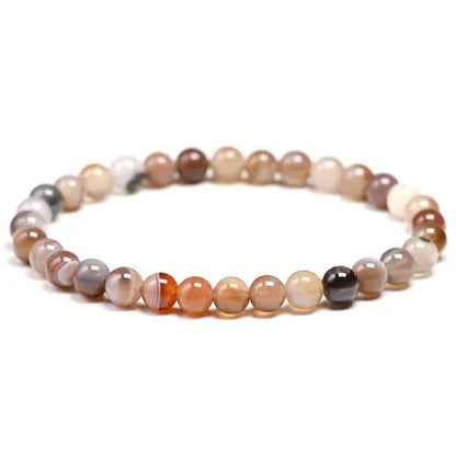 Botswana Agate Gemstone Stretch Bracelet, 4mm