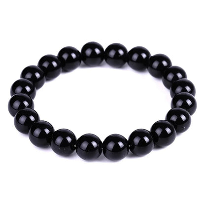 Black Agate (Onyx) Gemstone Stretch Bracelet , 4-12mm