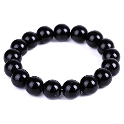 Black Agate (Onyx) Gemstone Stretch Bracelet , 4-12mm