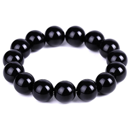 Black Agate (Onyx) Gemstone Stretch Bracelet , 4-12mm