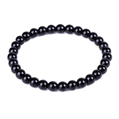 Bracelet extensible en agate noire (onyx), 4-12 mm