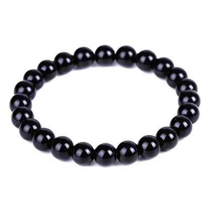 Black Agate (Onyx) Gemstone Stretch Bracelet , 4-12mm