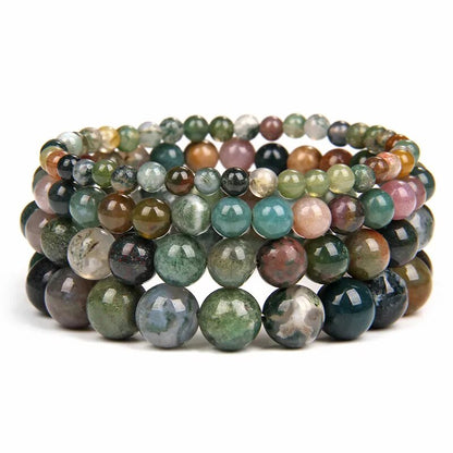 Indian agate gemstone stretch bracelet, 4-12mm