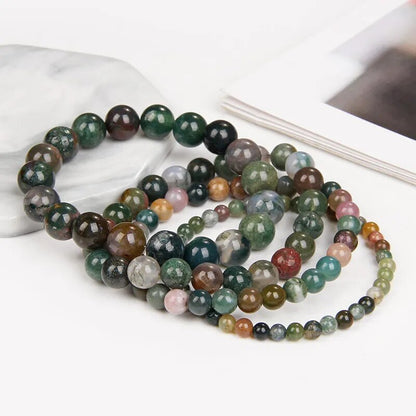 Indian agate gemstone stretch bracelet, 4-12mm