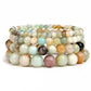 Multicolor Amazonite Gemstone Stretch Bracelet, 4-12mm