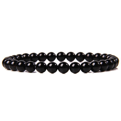 Bracelet extensible en obsidienne noire, 4-12 mm 