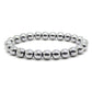 Silver hematite gemstone stretch bracelet,  6- 10mm