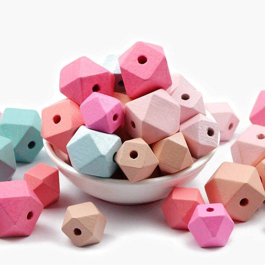 10pcs Geometric Faceted Mixed Wood Beads 15/20MM Octagonal Beads For Jewelry Making DIY Necklace toys 