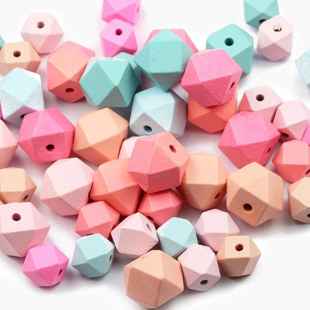 10pcs Geometric Faceted Mixed Wood Beads 15/20MM Octagonal Beads For Jewelry Making DIY Necklace toys 