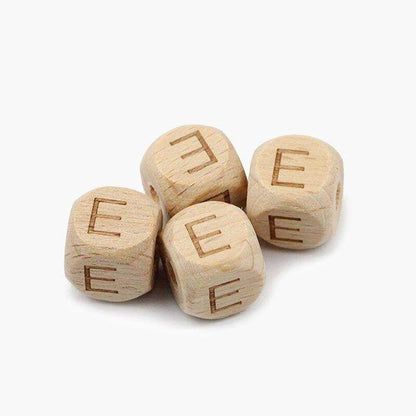 12mm Square Letters Beech Wood Bead, Alphabet A~Z 26  Ecofriendly Wooden Loose Beads 26pcs 