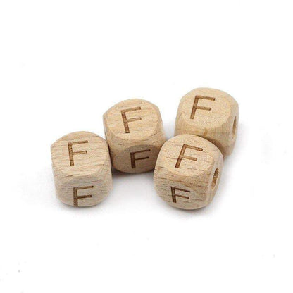 12mm Square Letters Beech Wood Bead, Alphabet A~Z 26  Ecofriendly Wooden Loose Beads 26pcs 