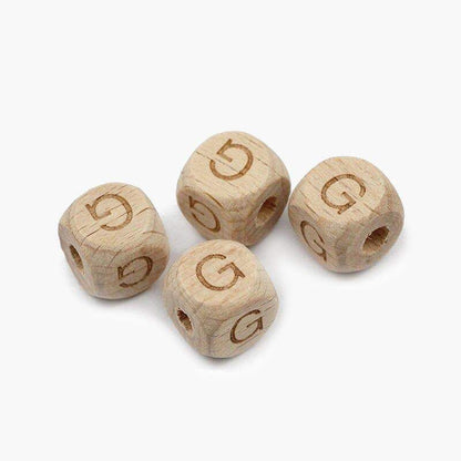 12mm Square Letters Beech Wood Bead, Alphabet A~Z 26  Ecofriendly Wooden Loose Beads 26pcs 