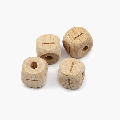 12mm Square Letters Beech Wood Bead, Alphabet A~Z 26  Ecofriendly Wooden Loose Beads 26pcs 