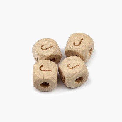 12mm Square Letters Beech Wood Bead, Alphabet A~Z 26  Ecofriendly Wooden Loose Beads 26pcs 