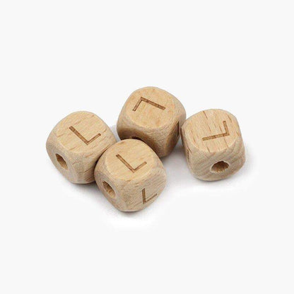 12mm Square Letters Beech Wood Bead, Alphabet A~Z 26  Ecofriendly Wooden Loose Beads 26pcs 