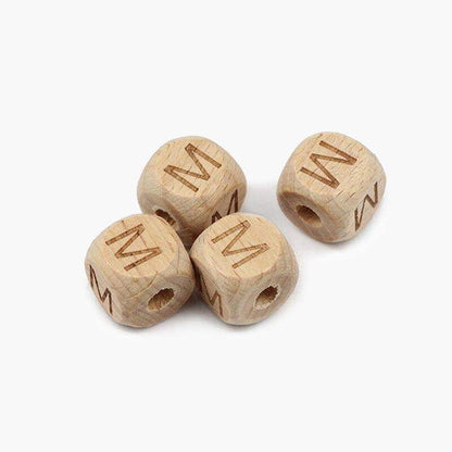 12mm Square Letters Beech Wood Bead, Alphabet A~Z 26  Ecofriendly Wooden Loose Beads 26pcs 