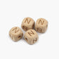 12mm Square Letters Beech Wood Bead, Alphabet A~Z 26  Ecofriendly Wooden Loose Beads 26pcs 