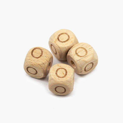 12mm Square Letters Beech Wood Bead, Alphabet A~Z 26  Ecofriendly Wooden Loose Beads 26pcs 