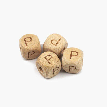 12mm Square Letters Beech Wood Bead, Alphabet A~Z 26  Ecofriendly Wooden Loose Beads 26pcs 