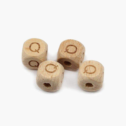 12mm Square Letters Beech Wood Bead, Alphabet A~Z 26  Ecofriendly Wooden Loose Beads 26pcs 