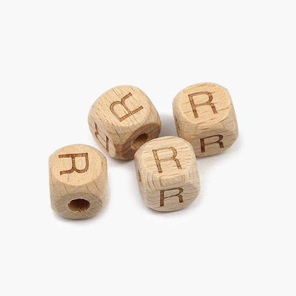 12mm Square Letters Beech Wood Bead, Alphabet A~Z 26  Ecofriendly Wooden Loose Beads 26pcs 