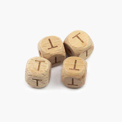 12mm Square Letters Beech Wood Bead, Alphabet A~Z 26  Ecofriendly Wooden Loose Beads 26pcs 