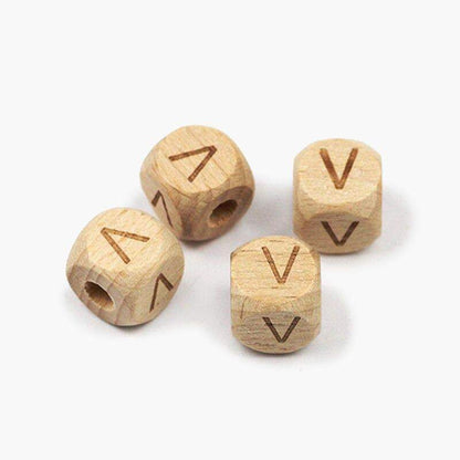 12mm Square Letters Beech Wood Bead, Alphabet A~Z 26  Ecofriendly Wooden Loose Beads 26pcs 