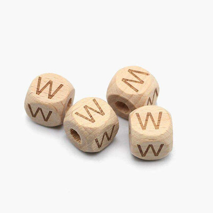 12mm Square Letters Beech Wood Bead, Alphabet A~Z 26  Ecofriendly Wooden Loose Beads 26pcs 