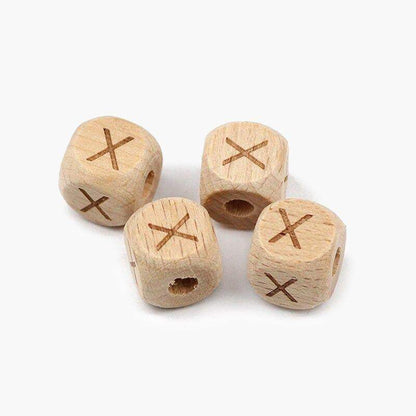 12mm Square Letters Beech Wood Bead, Alphabet A~Z 26  Ecofriendly Wooden Loose Beads 26pcs 