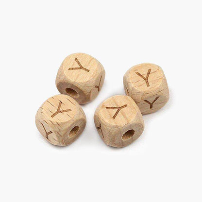 12mm Square Letters Beech Wood Bead, Alphabet A~Z 26  Ecofriendly Wooden Loose Beads 26pcs 