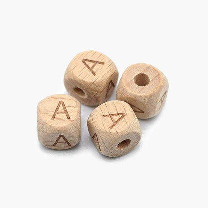 12mm Square Letters Beech Wood Bead, Alphabet A~Z 26  Ecofriendly Wooden Loose Beads 26pcs 