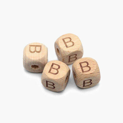 12mm Square Letters Beech Wood Bead, Alphabet A~Z 26  Ecofriendly Wooden Loose Beads 26pcs 