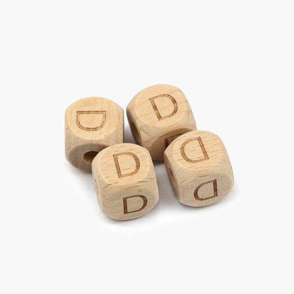 12mm Square Letters Beech Wood Bead, Alphabet A~Z 26  Ecofriendly Wooden Loose Beads 26pcs 